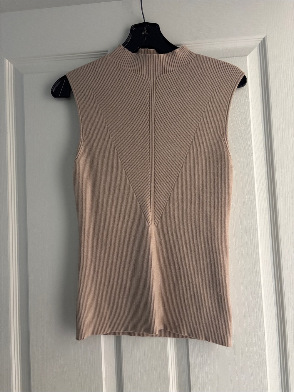 AYR Ribbed Mock Neck Tank Top - Tan Sz M